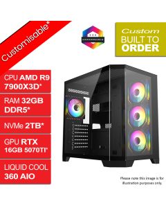 AMD Ryzen 9 7900X RTX 4070 Ti SUPER 5000D Liquid Cooled Gaming PC
