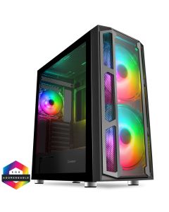 GameMax F15G Gaming Case 3 x ARGB Fans, Toughened Glass Front+Side