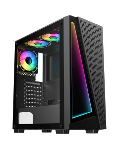 GameMax Prism Black Case, Infinity Front + 3x120mm ARGB Fans