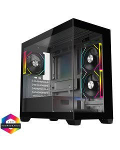 CiT Mercury Black Micro-ATX Case, 2xGlass + 3x120mm ARGB Fans