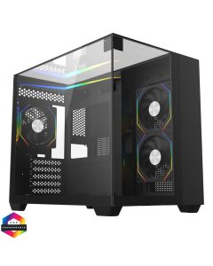 CIT Eclipse MATX Gaming Case Tempered Glass ARGB Fans & Strip Light