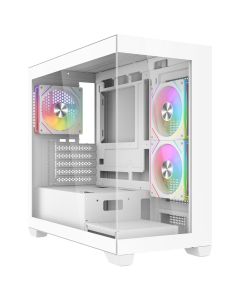 CiT Mercury White Micro-ATX Case, 2xGlass + 3x120mm ARGB Fans