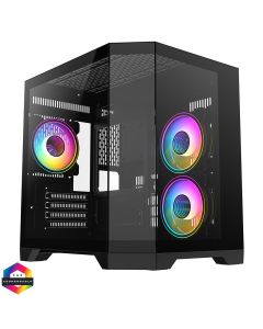 CIT DS240 Black Micro-ATX Gaming Case with 3 x CiT Celsius 120mm Fans