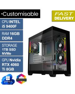Intel i5 9400F, 16GB, RTX 4060 Ti, W11H, Mercury Refurb Gaming PC