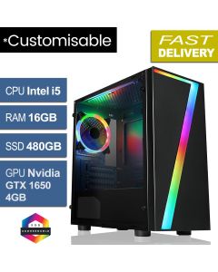 Intel i5 4460 16GB 480GB GTX1650 W10H, Seven Refurb Gaming PC