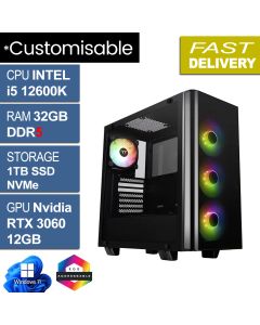 Intel i5 12600K, 32GB, RTX 3060, W11H, Thermaltake View 21 Gaming PC
